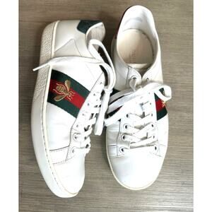 Gucci Ace Bee Embroidered Leather And Python women's Sneakers Size 36 MSRP $950